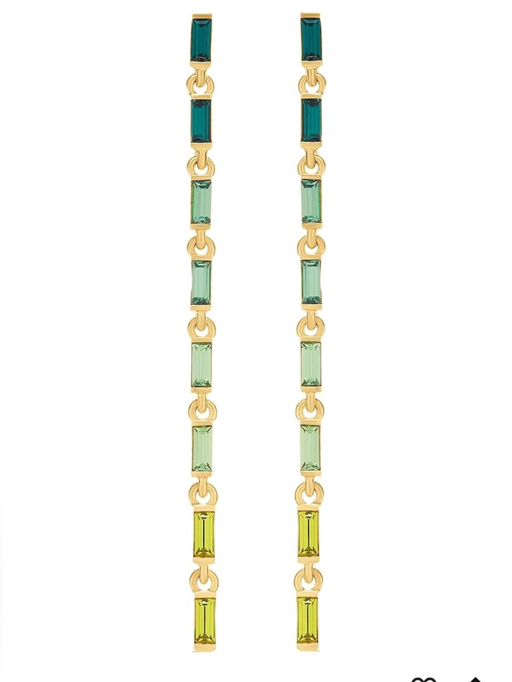 Oscar de la Renta Gold-Tone Baguette Stand Earrings with Green Crystals